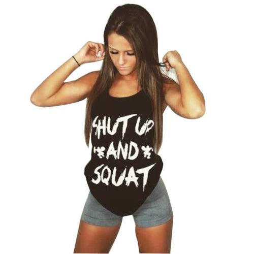 JECKSION Letter Print Women Blouse 2016 Summer Workout Shirt Clothes Fitness Girls Tops Sleeveless O-neck Blouse #LSIW