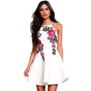 Sexy backless padded print summer dress women Floral Printied Casual Sleeveless Party Evening vestidos Short Dress