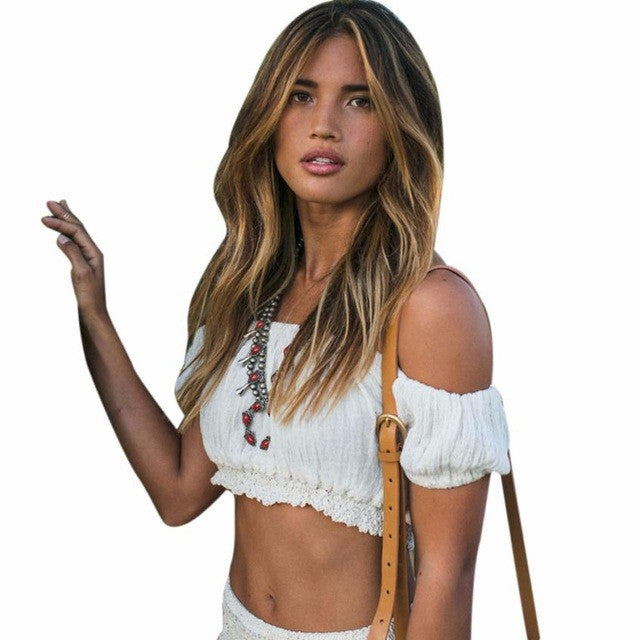 High Quality of Women Fashion Women Blusas Sexy Boat Neck Strapless Shirt Tops Blouse Clothes White Blouse Clothes