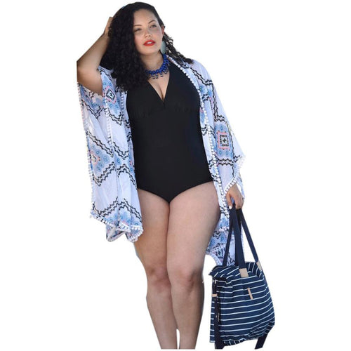 Fashion Long Sleeve Women Coat Summer Casual Beach Clothes Printed Kimono Cardigan Chiffon Tops Outerwear Plus Size