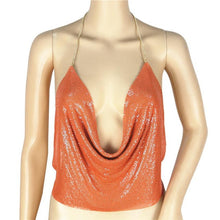 Summer Fashion Women Sexy Sleeveless V-neck Halter Backless Chain Sequined 7 Colors Tops #LSN