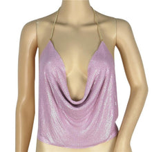 Summer Fashion Women Sexy Sleeveless V-neck Halter Backless Chain Sequined 7 Colors Tops #LSN