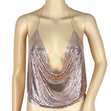 Summer Fashion Women Sexy Sleeveless V-neck Halter Backless Chain Sequined 7 Colors Tops #LSN