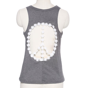 Fashion 2017 Lace Backless Tank Tops T-shirt Women Sleeveless Printed Nightclub Blusa Tops Female Summer Clothes
