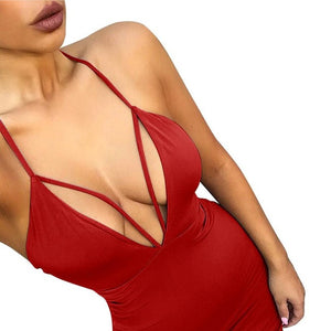 Summer Dress Women Clothing Sexy Deep V Neck Sleeveless Dress Tight Bandage Casual Spaghetti Strap Party Dress#LSIN