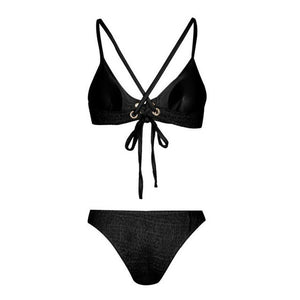 2017 New Sexy Bikini Push Up Swimwear Women Swimsuit Solid Bikini Set Beach Wear Black and White Bathing Suits Swim Wear