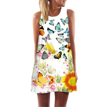 Floral print Summer Dress Women Sleeveless Beach Wear Printed Short Boho Dress robe femme ete 2017 vestidos