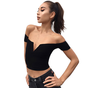 Women Sexy Boat Neck Strapless Shirt Tops Blouse Clothes