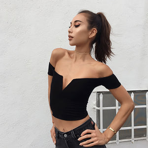 Women Sexy Boat Neck Strapless Shirt Tops Blouse Clothes
