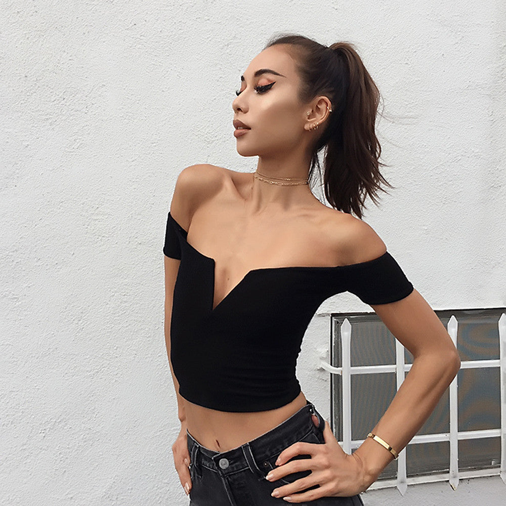 Women Sexy Boat Neck Strapless Shirt Tops Blouse Clothes