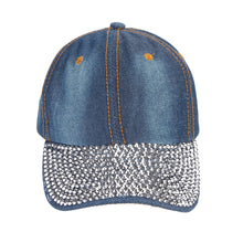 Unisex Studded Crystal Rhinestone Brim Adjustable Jean Baseball Cap Hat for Summer Sports Outdoor Activity