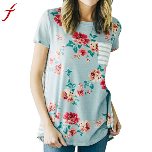 Fashion Women T-shirt Short Sleeve Flower Printed Shirt Casual O-Neck Summer Tops harajuku Hot Sale Loose Clothing Lady