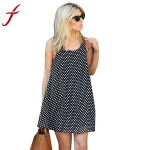 JECKSION 2016  Newest  Fashionable   Women Sexy Polka Dot Sleeveless Summer Beach Dress sundress summer