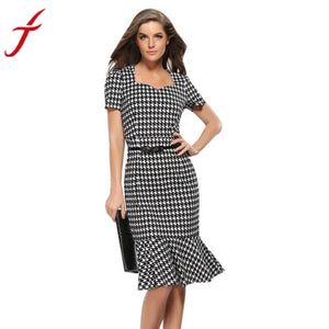 2017 Newest Womens Elegant Plaid Bodycon Work Cocktail Party Celebrated office Pencil Dress Summer Sundresses