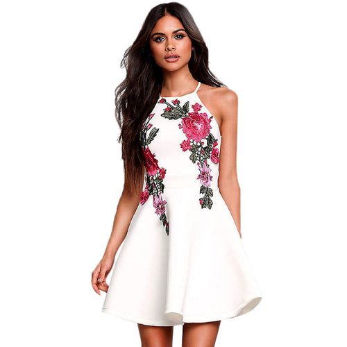 Sexy backless padded print summer dress women Floral Printied Casual Sleeveless Party Evening vestidos Short Dress