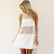 Women Summer Sleeveless Lace Boho Beach Short Mini Dress