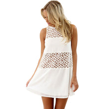 Women Summer Sleeveless Lace Boho Beach Short Mini Dress
