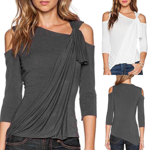 Women Summer Loose Top Off Shoulder Blouse Ladies Casual Tops