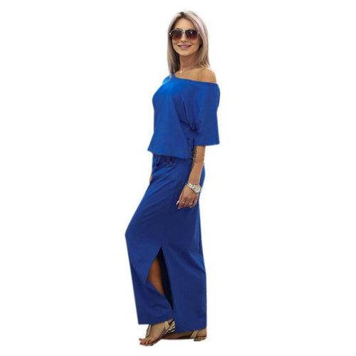 Women Summer Long Maxi BOHO Evening Party Dress with Pocket