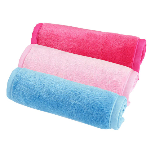 3PCS Microfiber Makeup Remover Cloth Reusable Facial Cleansing Towel for Face Eye Makeup Cleaning Exfoliating (Rosy and Pink and Blue)