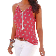 Women Summer Print Sleeveless Vest Shirt Tank Tops Blouse T-shirt