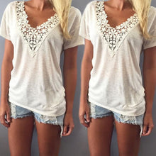 Women Summer Vest Top Short Sleeve Blouse Casual Tank Tops T-Shirt Lace