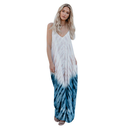 Womens Striped Long Boho Dress Lady Beach Summer Sundrss Maxi Dress