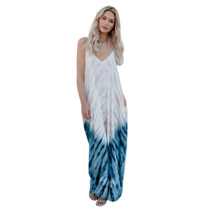 Womens Striped Long Boho Dress Lady Beach Summer Sundrss Maxi Dress