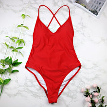 2017 women Swimwear Sexy high cut one piece swimsuit Backless swim suit Black White Red  thong Bathing suit female Monokini 2741